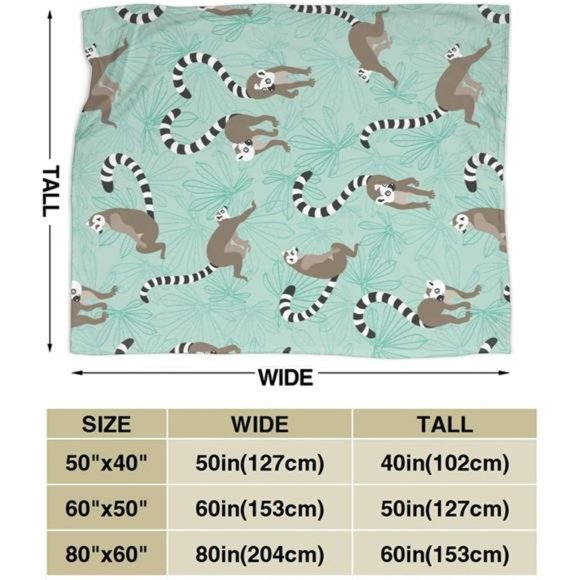Lemurs Soft Throw Blanket 40"x50" Lightweight Flannel Fleece Blanket for Couch - Picture 3 of 5